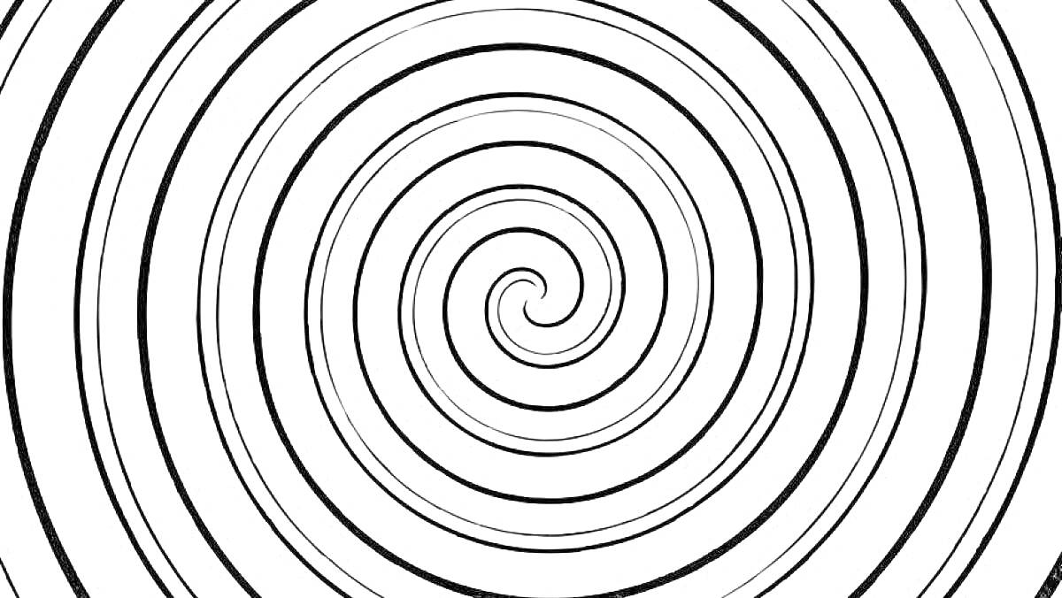 Раскраска Чёрно-белая спираль на белом фоне