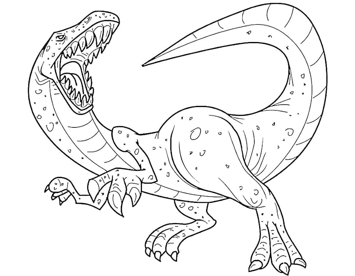 Раскраска Хищный динозавр с открытой пастью