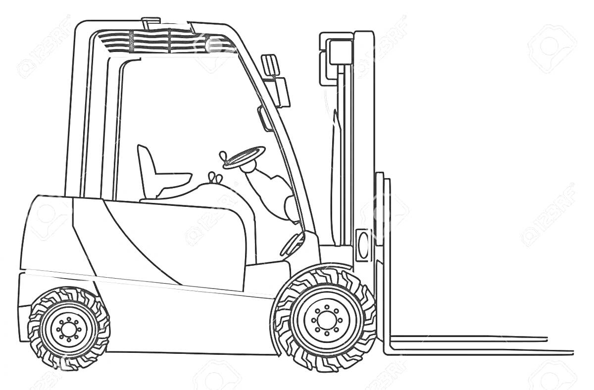 Погрузчик с кабиной и вилочным захватом