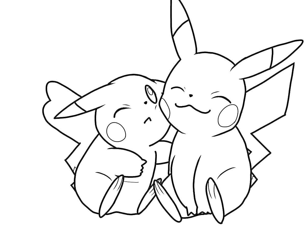 На раскраске изображено: Пикачу, Покемон, Для детей, Мило
