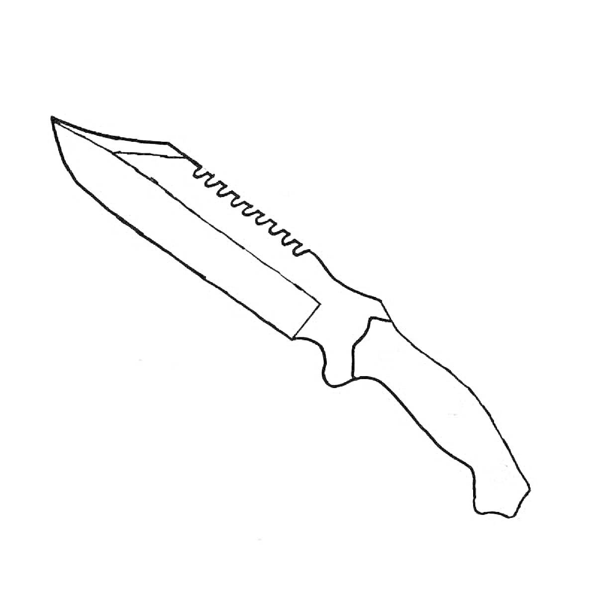 На раскраске изображено: Нож, Танто, Пила, Оружие, Игровой предмет