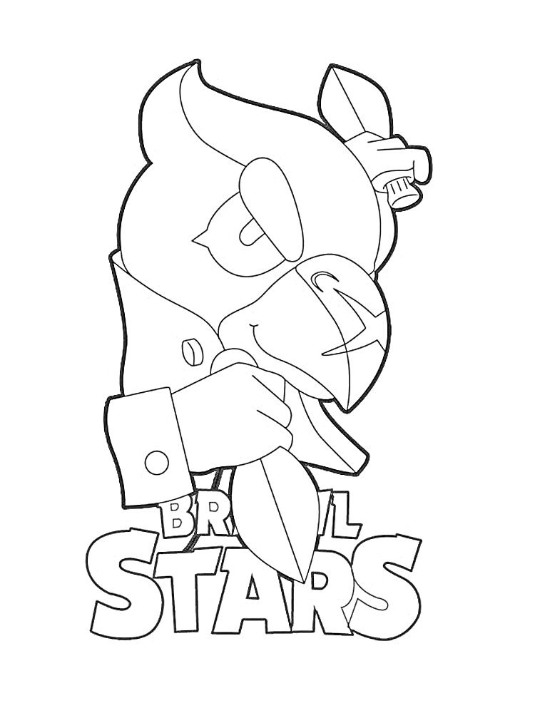 Раскраска Ворон из Браво Старс с кинжалом на фоне логотипа 