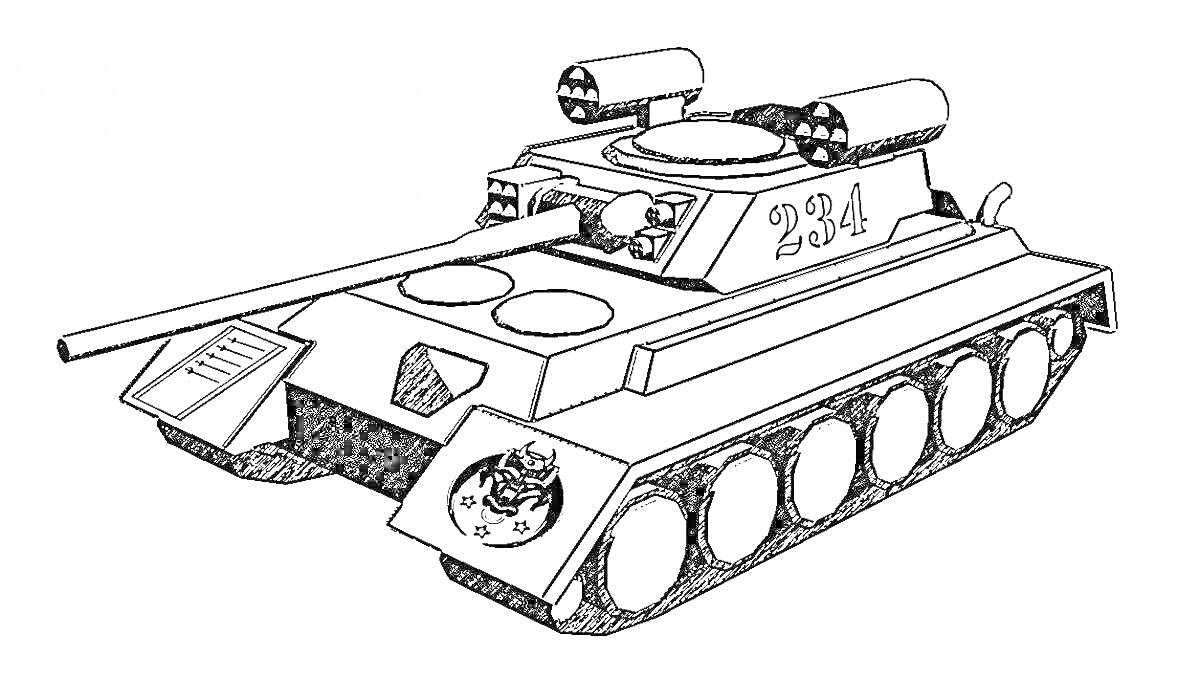 На раскраске изображено: Танк, Ракетная установка, Колёса, Военная техника