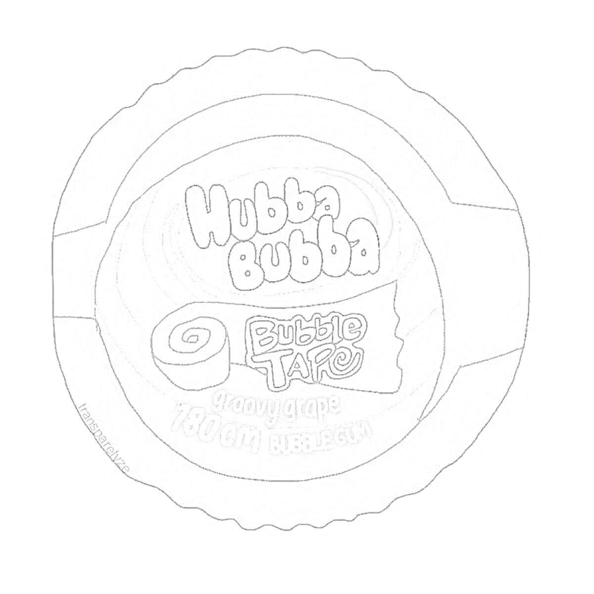 Раскраска Упаковка жевательной резинки Hubba Bubba Bubble Tape (вкус виноград), 180 см