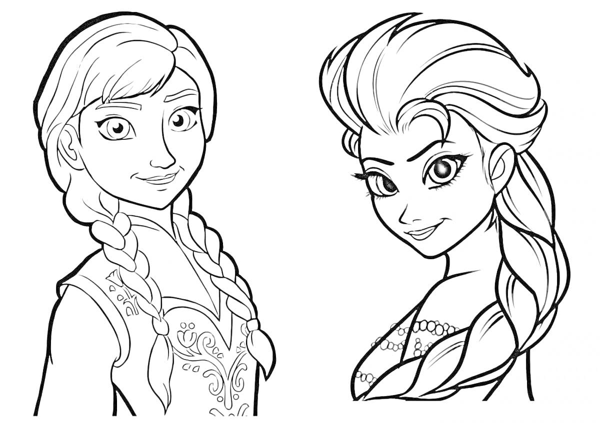 Раскраска Две девочки с косами из мультфильма 