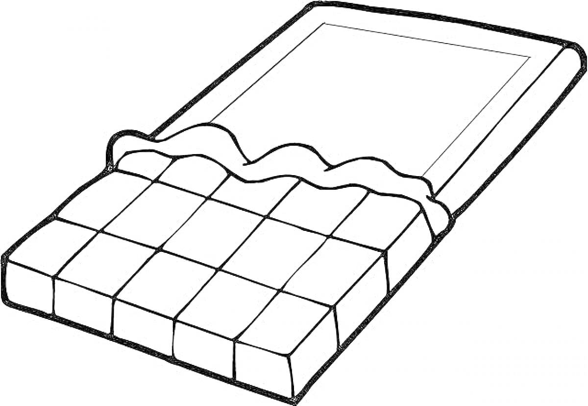 Раскраска Плитка шоколада в развернутой упаковке