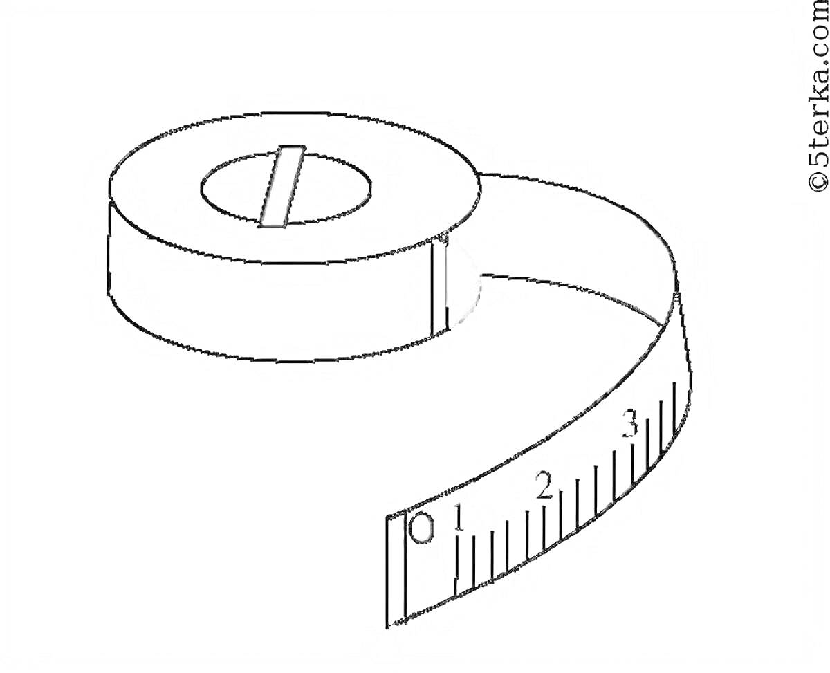 Раскраска Рулетка с измерительной лентой и делениями