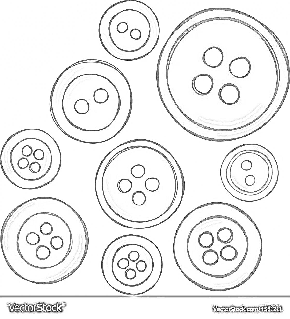 Раскраска Раскраска с пуговицами различных размеров