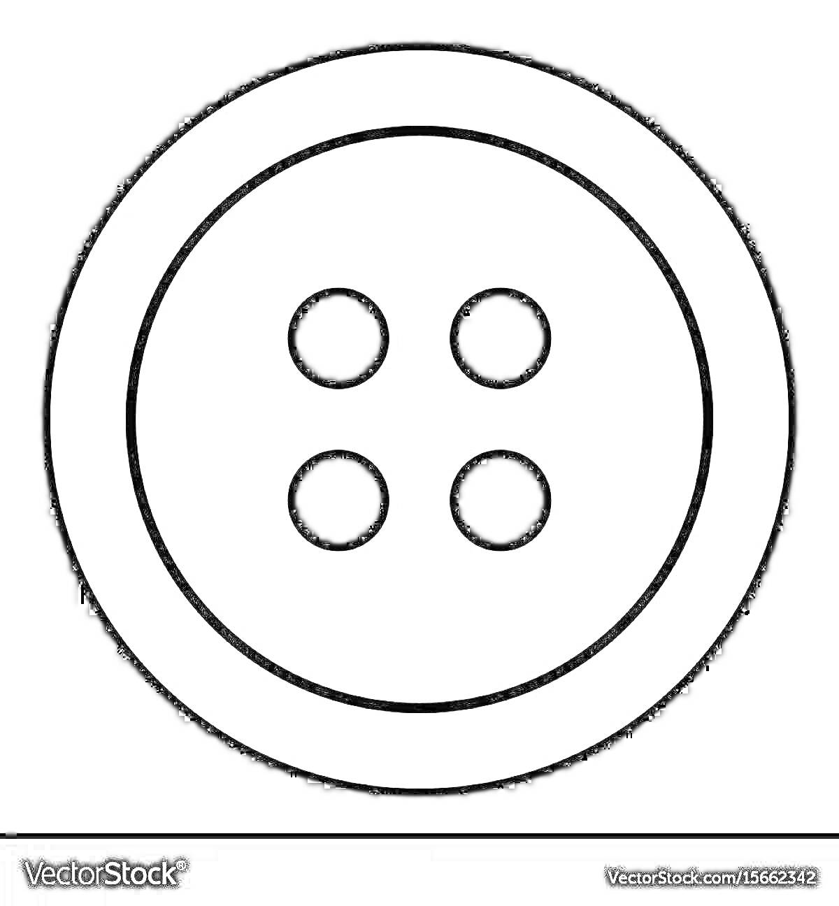 Раскраска Круглая пуговица с четырьмя отверстиями