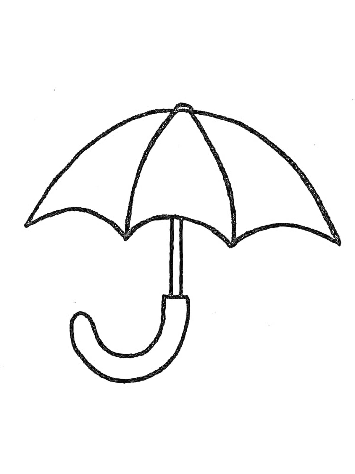 Раскраска Зонтик с изогнутой ручкой