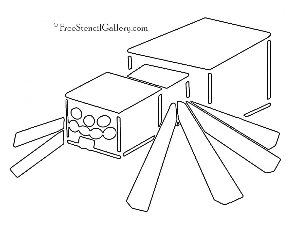 Раскраска Паук из Майнкрафта с квадратной головой и восьмью ногами