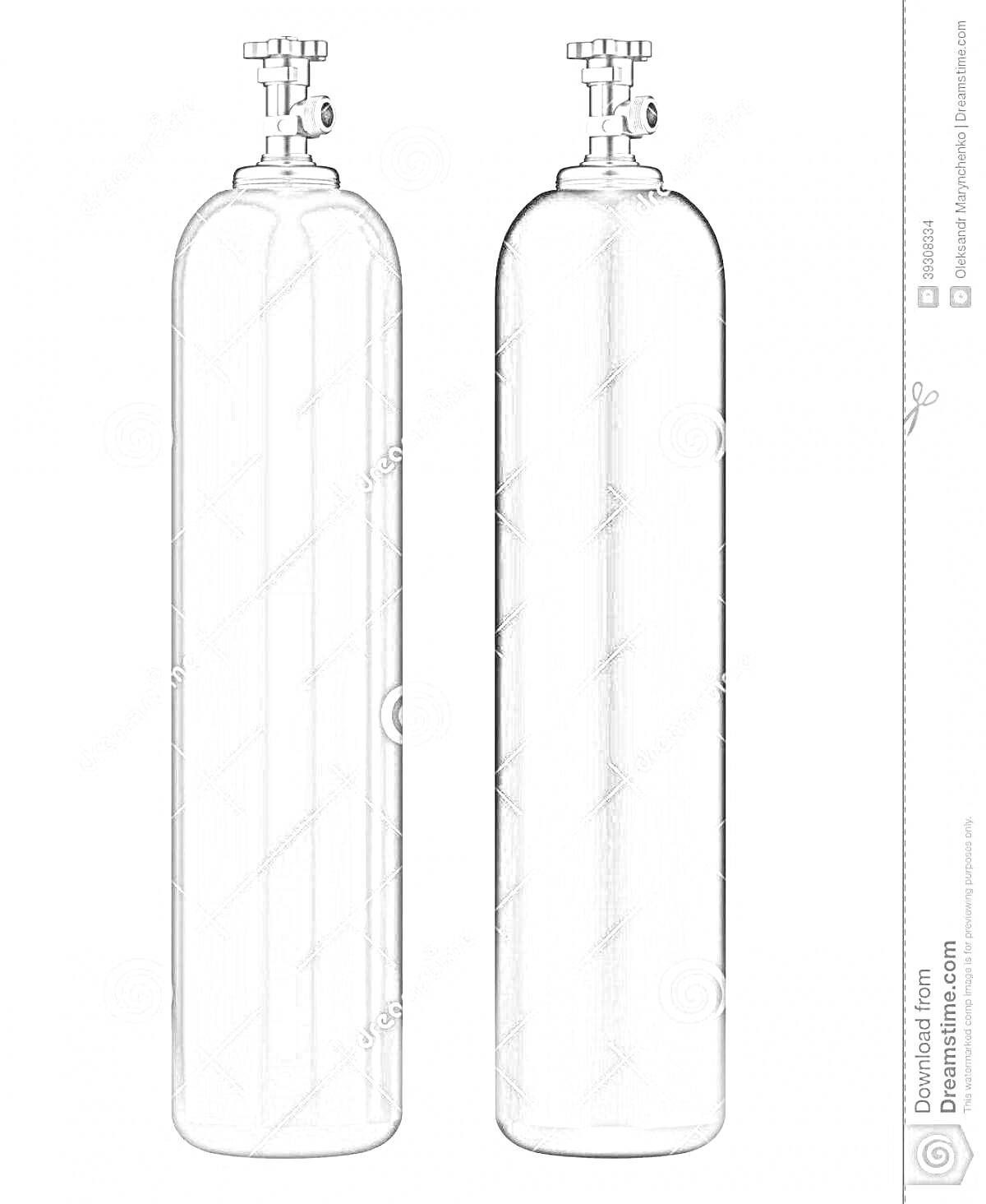 Раскраска Два газовых баллона стоящие вертикально