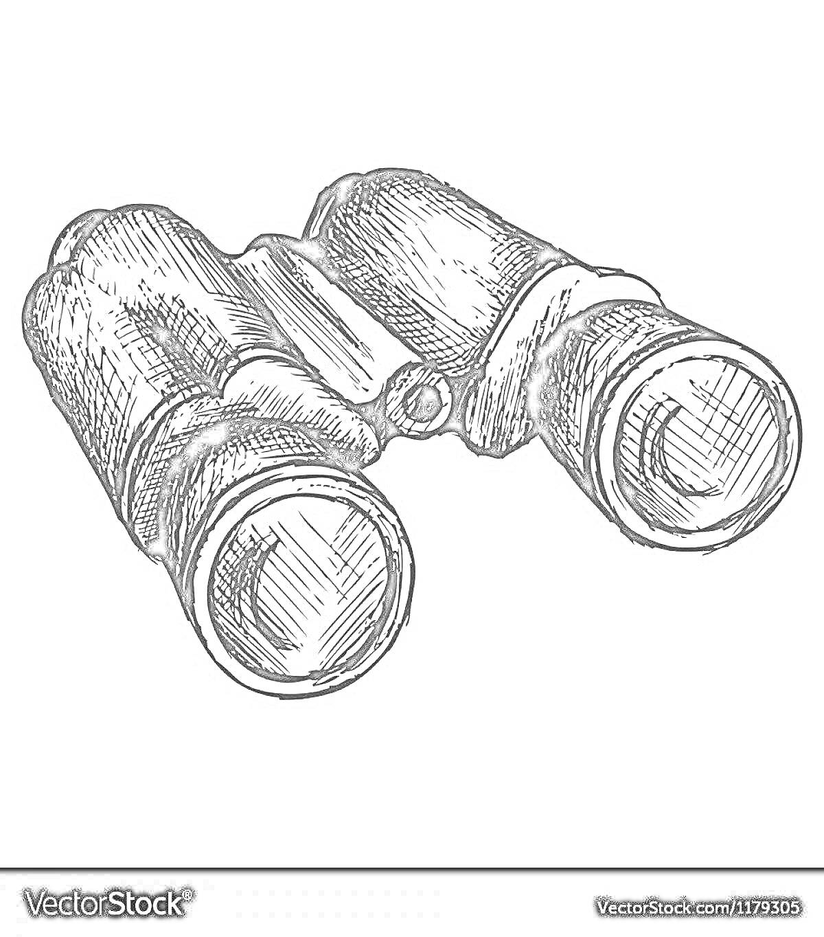 Раскраска Бинокль с двумя окулярами и корпусом для детей