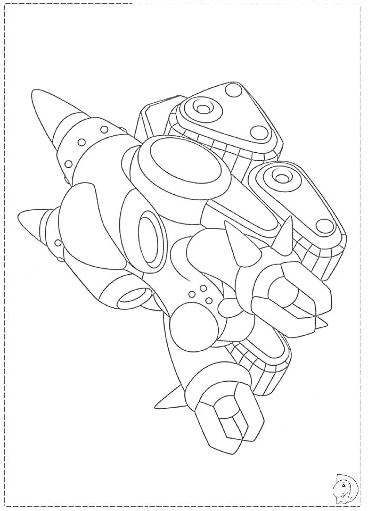 Раскраска Робот-космический корабль с шипами и турбинами