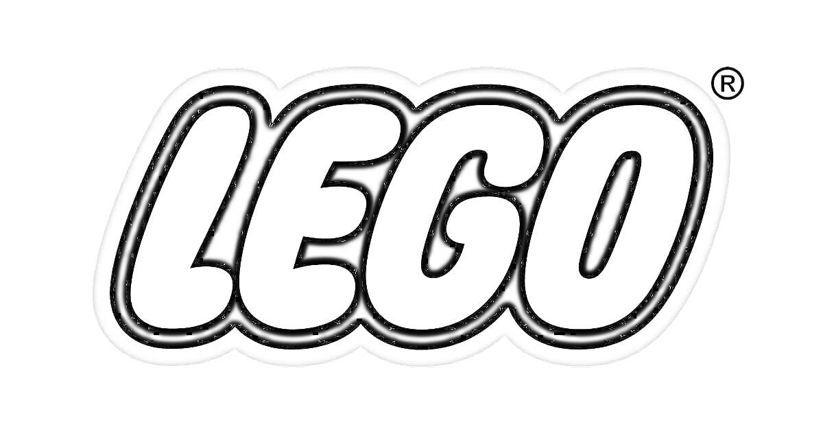 Раскраска Логотип LEGO в черно-белом исполнении