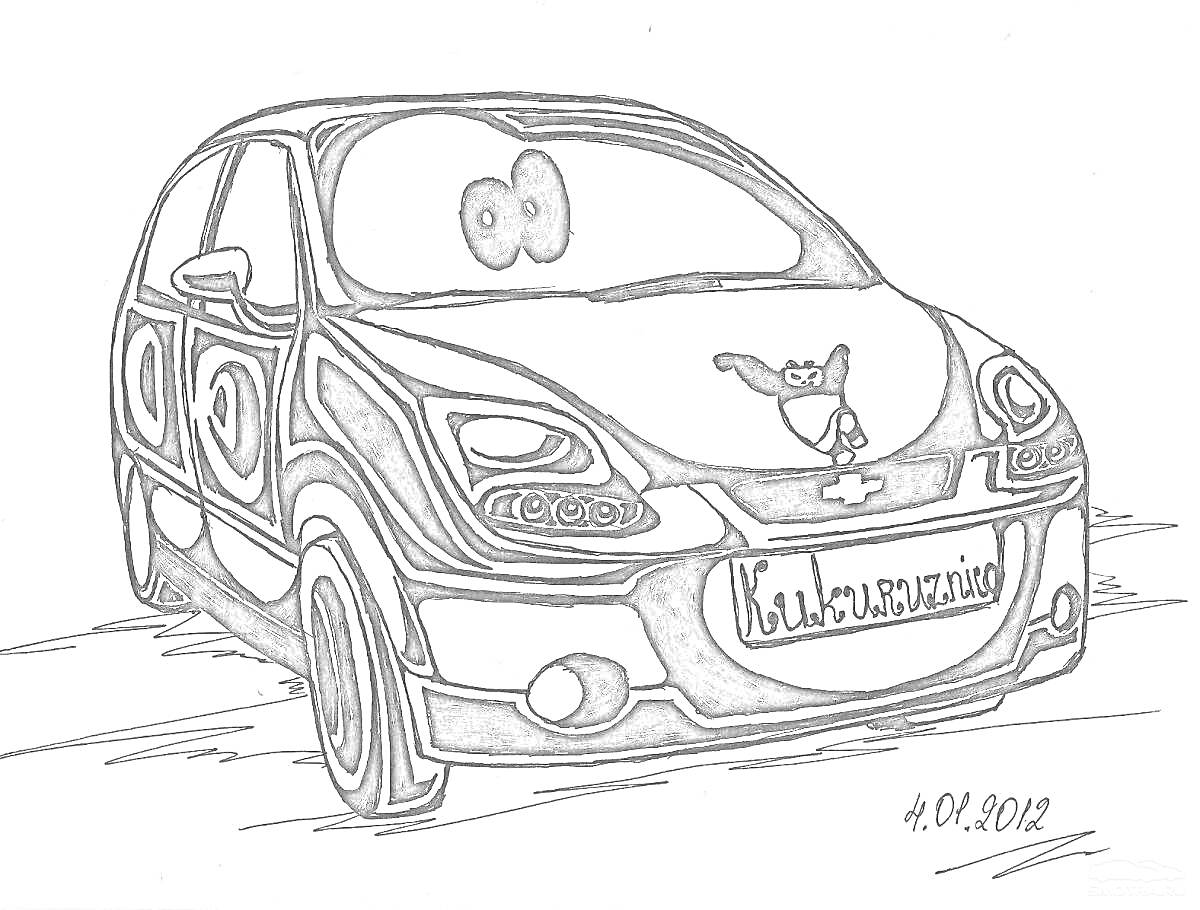 На раскраске изображено: Глаза, Капот