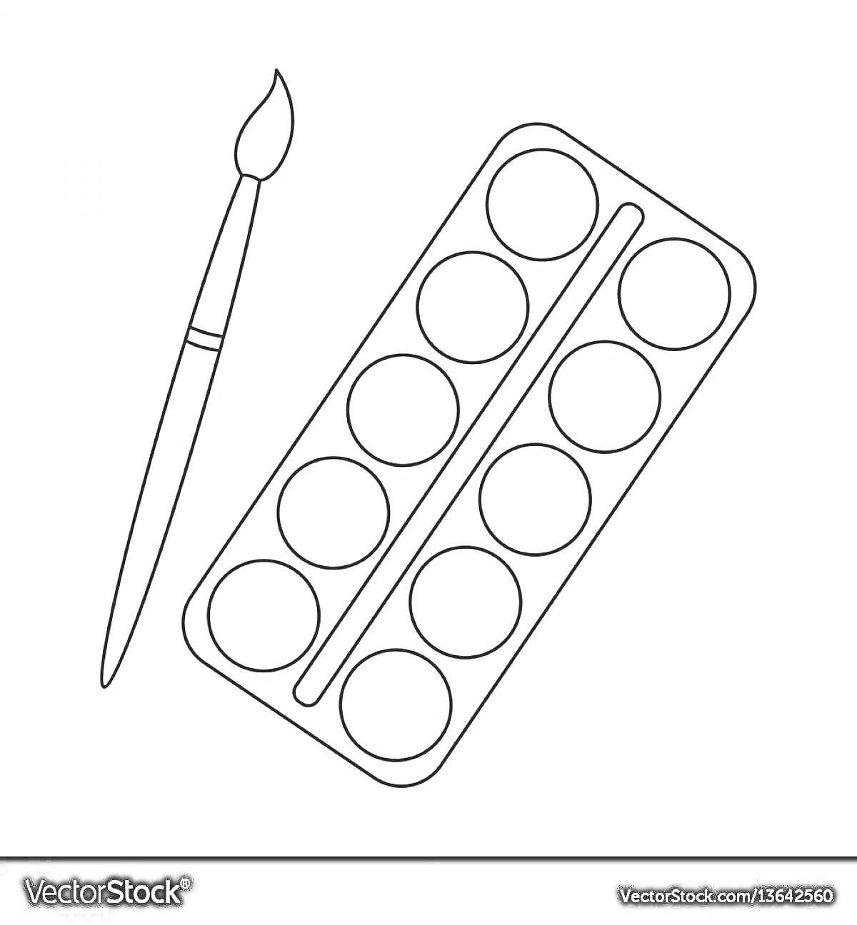 Раскраска Кисточка и палитра с красками для фигурок