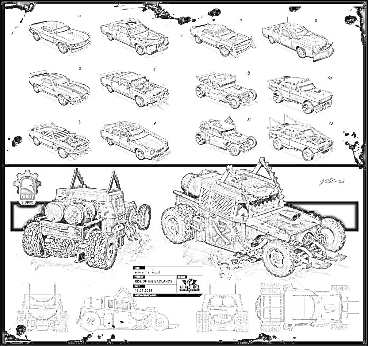 Раскраска Магазин покраски Crossout. Машина с оружием и аксессуарами