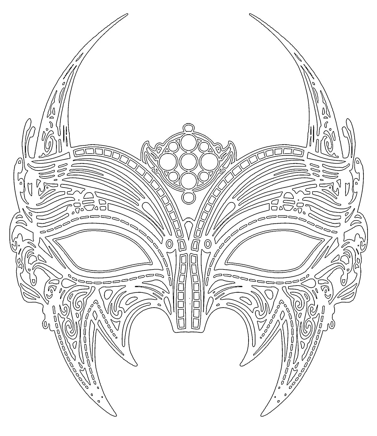Маска на Принцессе, карнавальная маска с рогами и узорами