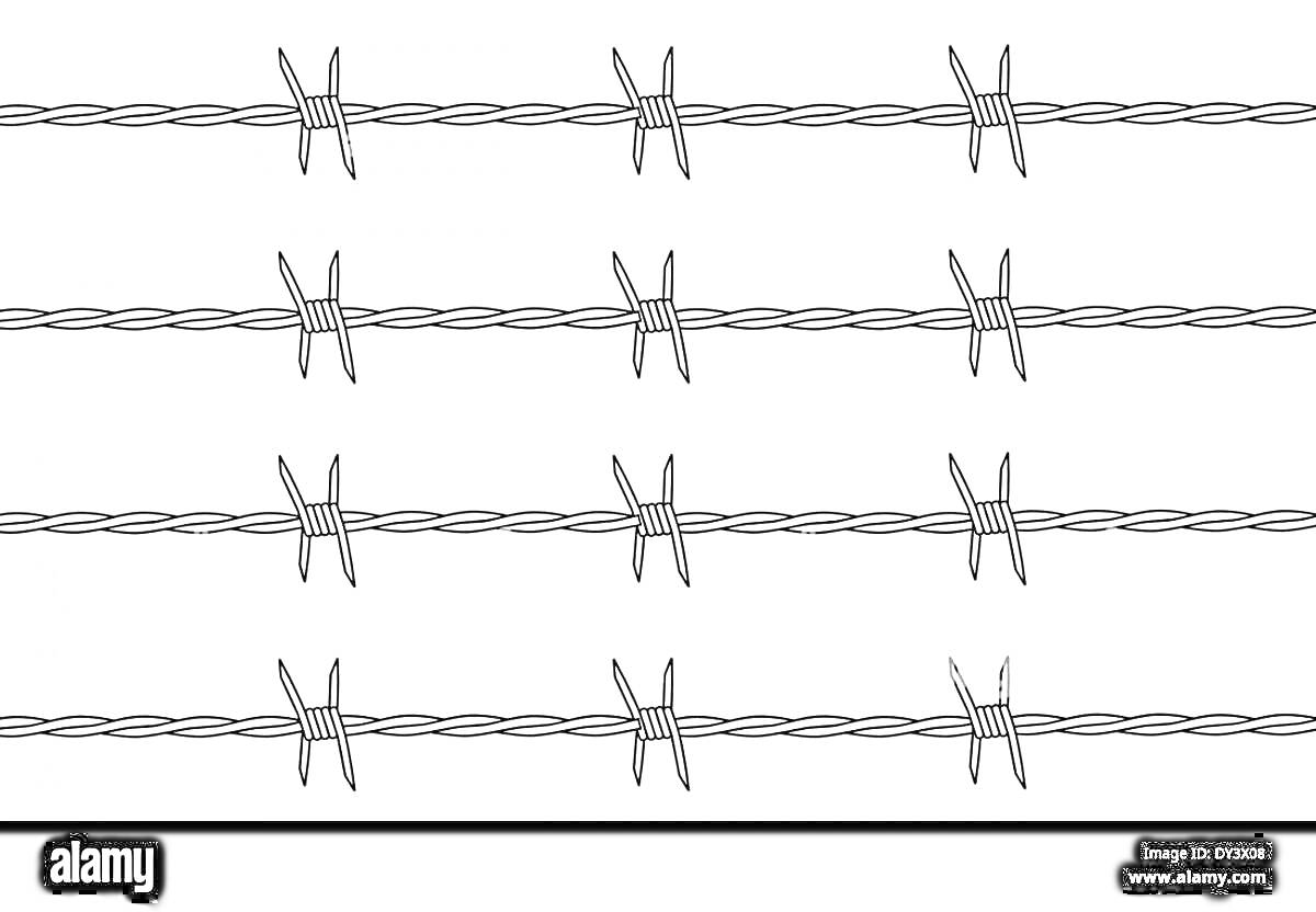 Раскраска три полосы колючей проволоки