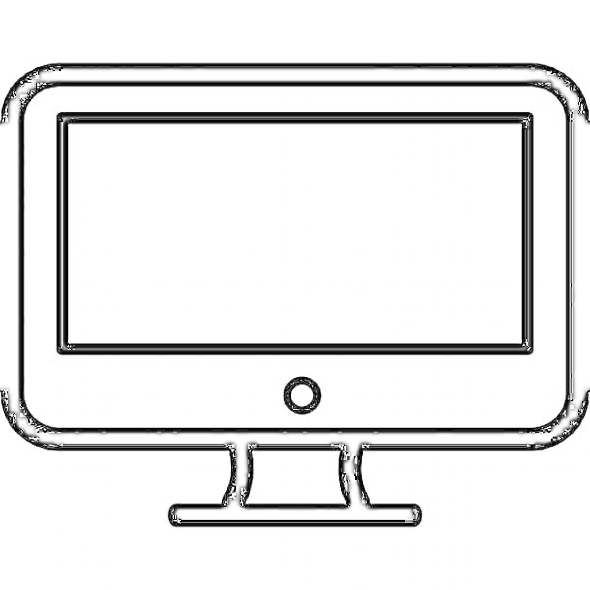 На раскраске изображено: Экран, Монитор, Подставка, Техника, Контурные рисунки