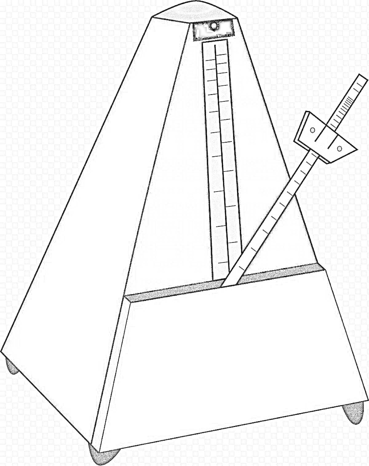 На раскраске изображено: Маятник, Ритм, Треугольная форма, Музыкальные инструменты