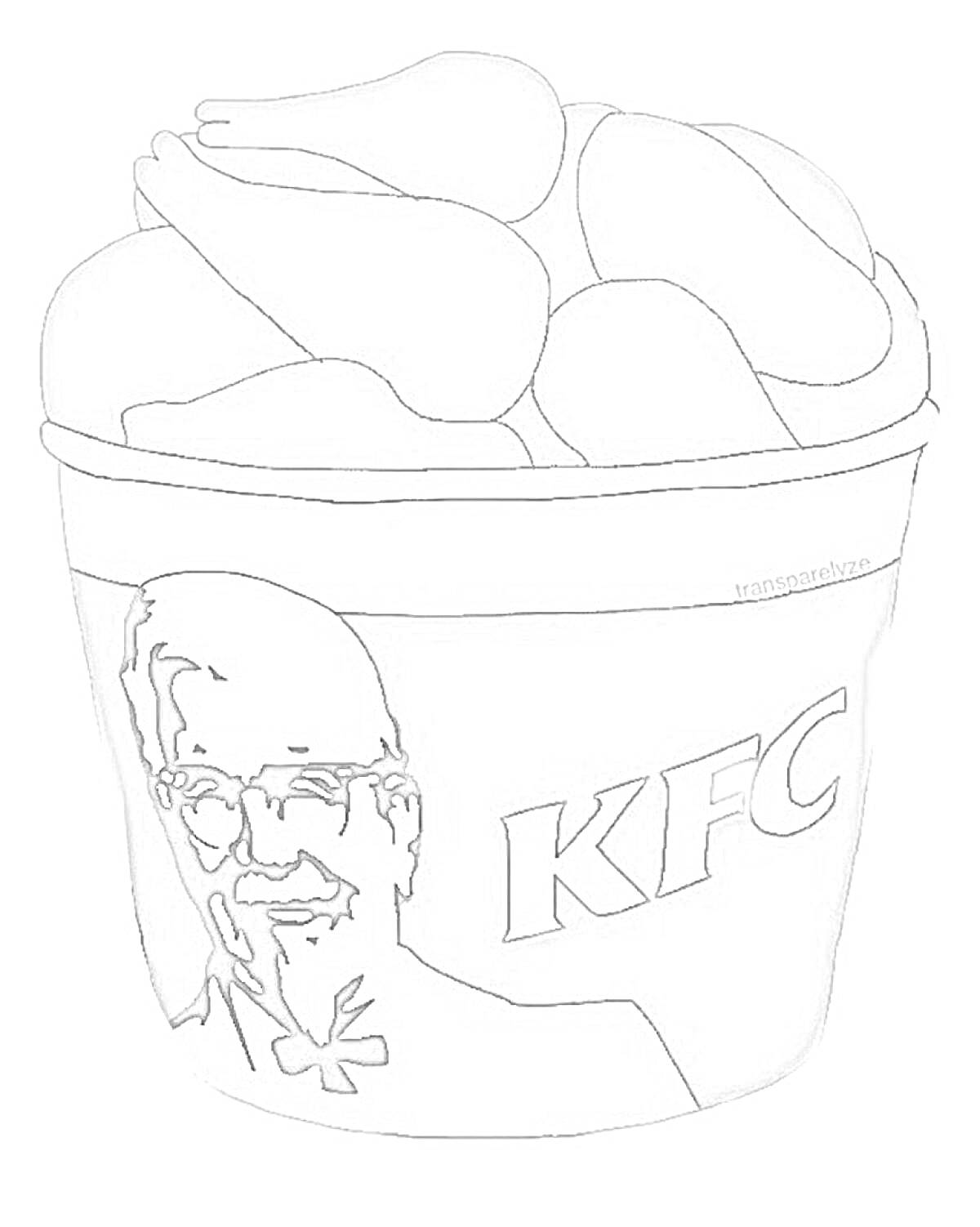 Раскраска ведро с куриными крылышками KFC
