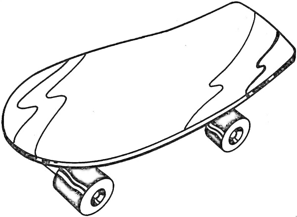 Раскраска Скейтборд с волнами на деке