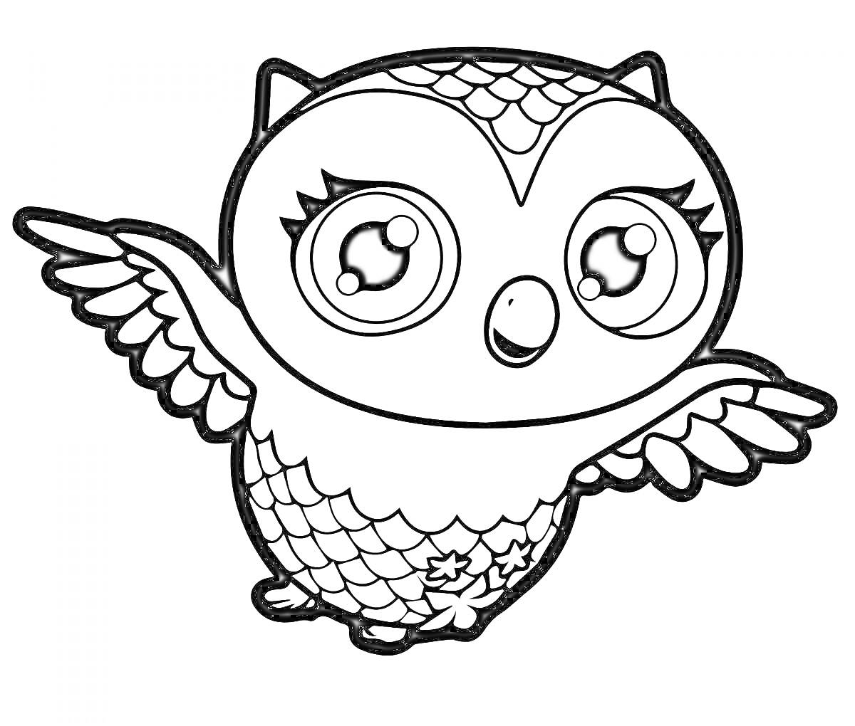 На раскраске изображено: Большие глаза, Крылья, Животные