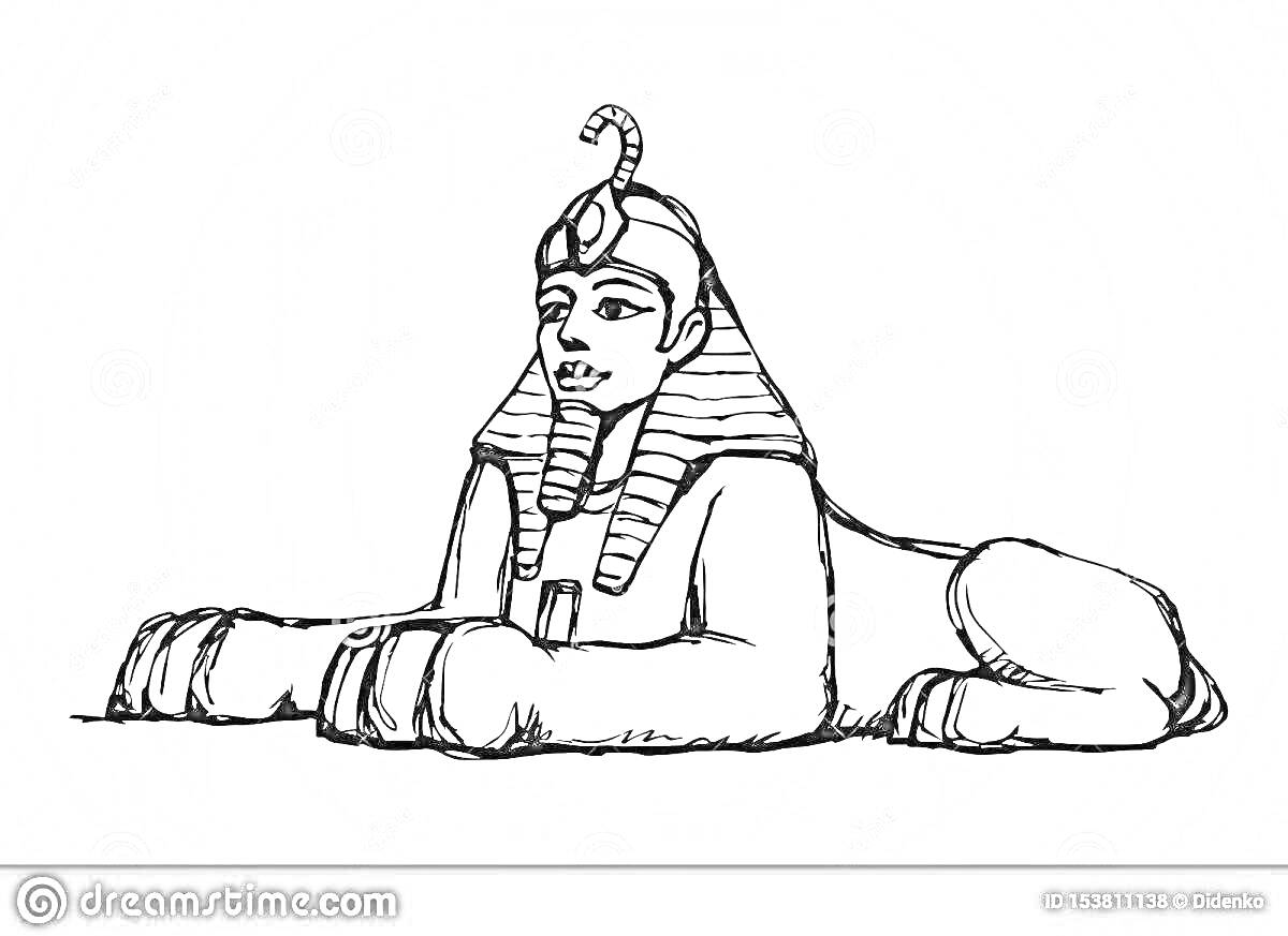 На раскраске изображено: Египет, Сфинкс, Человеческое лицо, Древний Египет, Исторический объект, Мифические существа