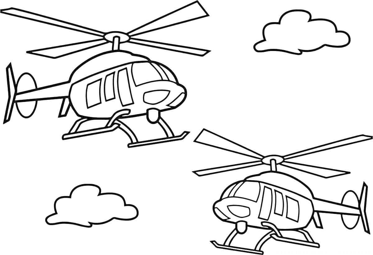 На раскраске изображено: Небо, Облака, Авиация, Транспорт, Вертолет