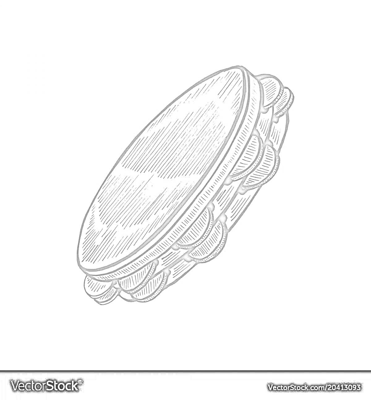 Раскраска Бубен с бубенцами для раскрашивания
