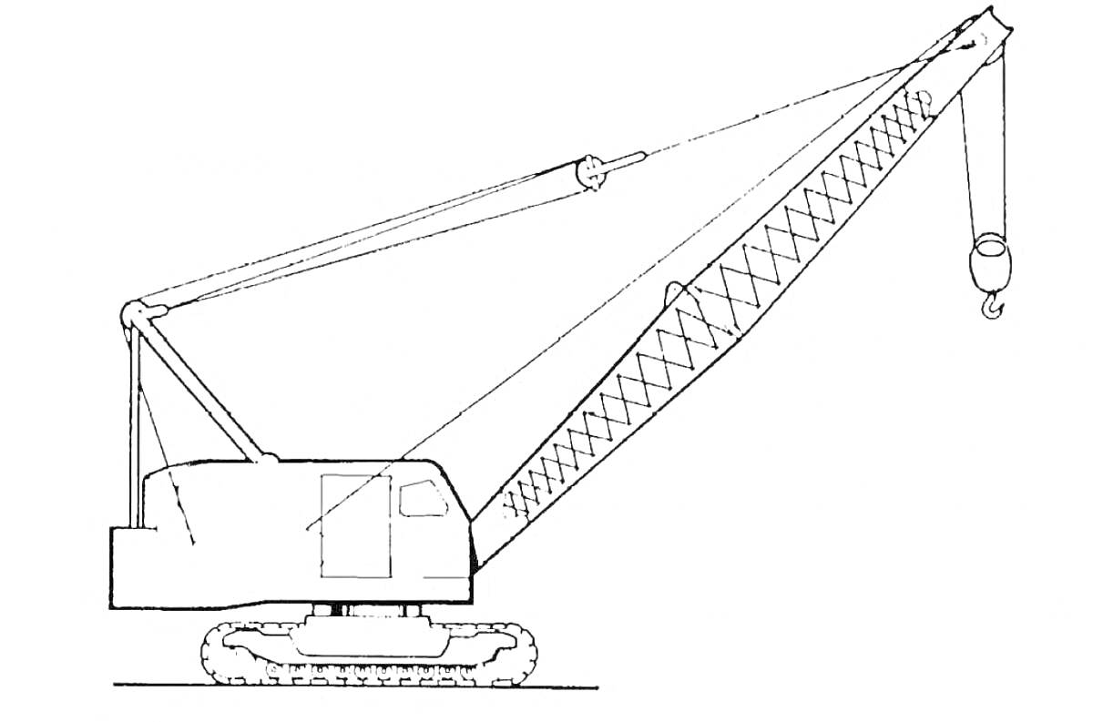 Подъемный кран с длинной стрелой и гусеничной платформой