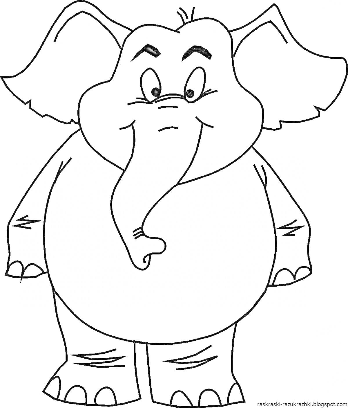 Раскраска Слон, стоящий на задних лапах