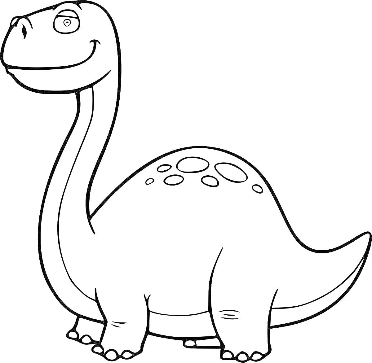 На раскраске изображено: Динозавр, Пятна, Длинная шея, Животные, Для детей, Контурные рисунки, Древние животные
