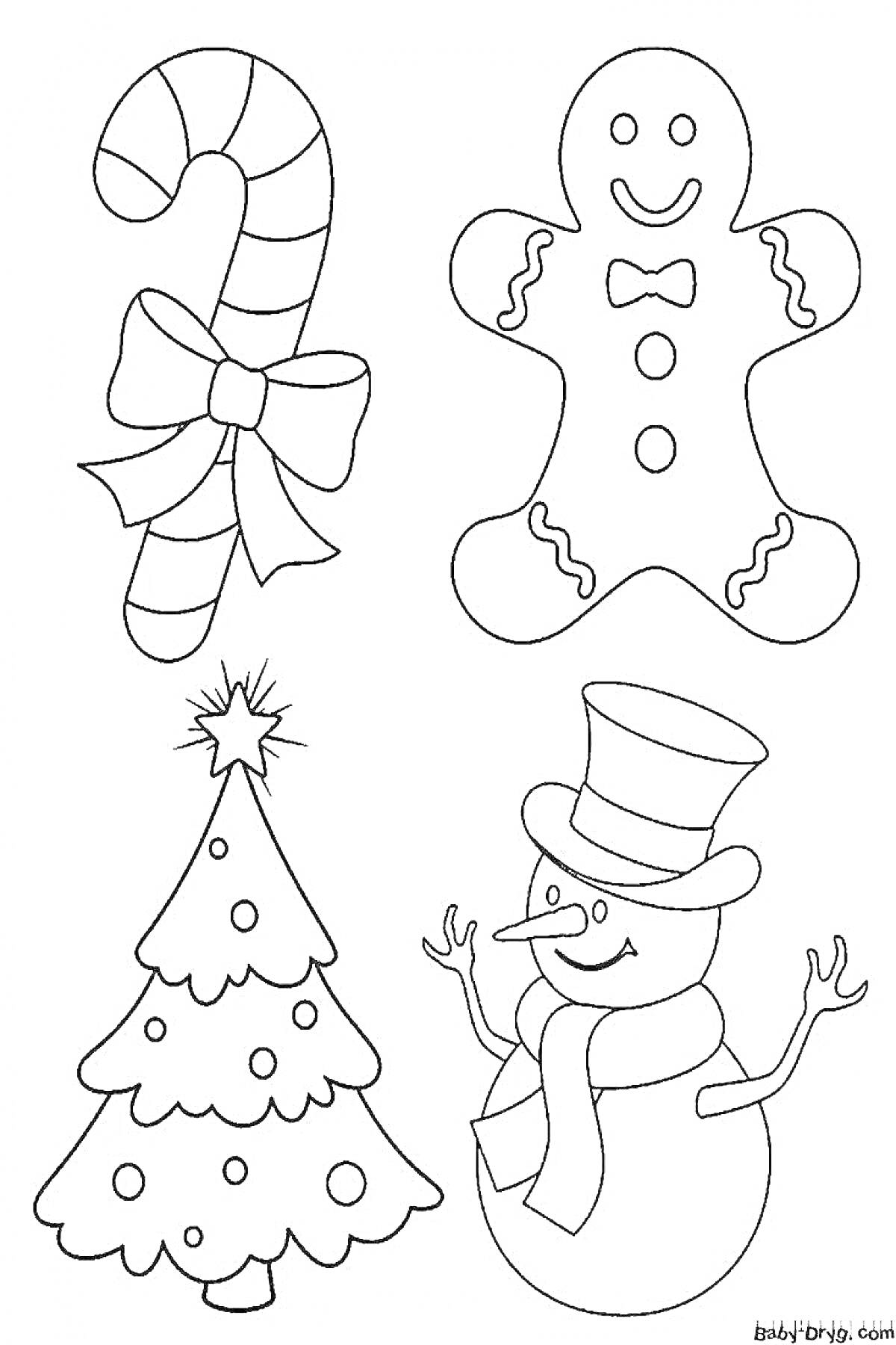 На раскраске изображено: Карамельная трость, Для детей, Рождество, Склеить, Игрушки, Новогодние украшения