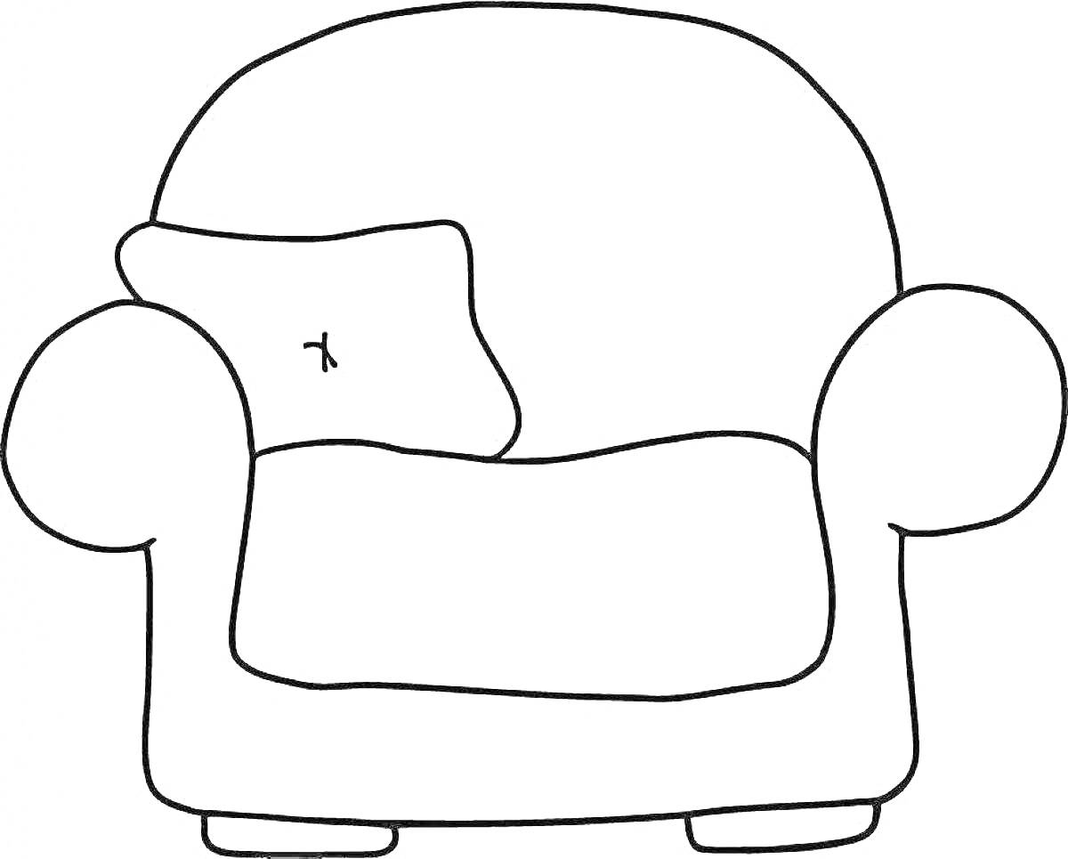 На раскраске изображено: Кресло, Подушка, Мебель