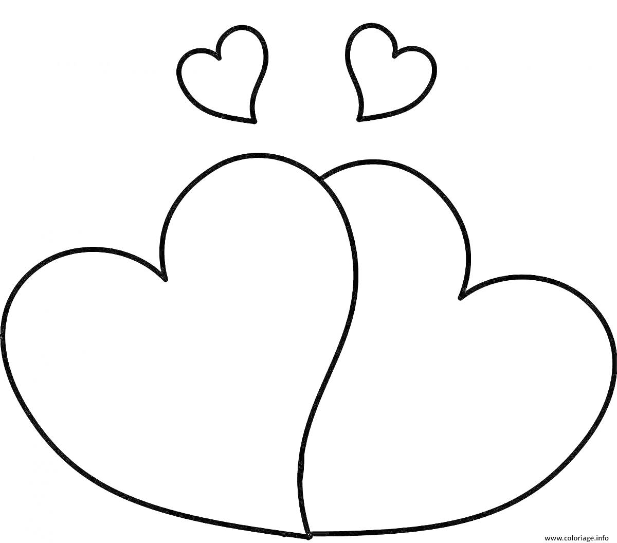 На раскраске изображено: Сердце, Сердца, Маленькие сердечки, Любовь, 4-5 лет, Детское творчество