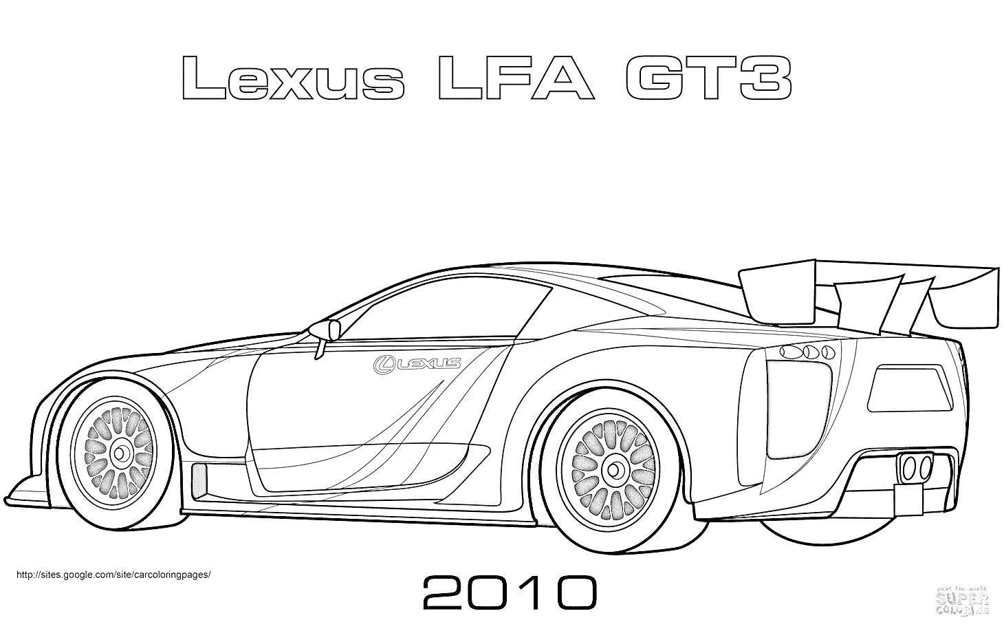 На раскраске изображено: Lexus, Спорткар, 2010