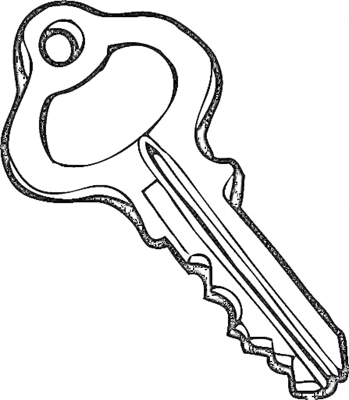 На раскраске изображено: Ключ, Кольцо, Контурные рисунки, Предметы