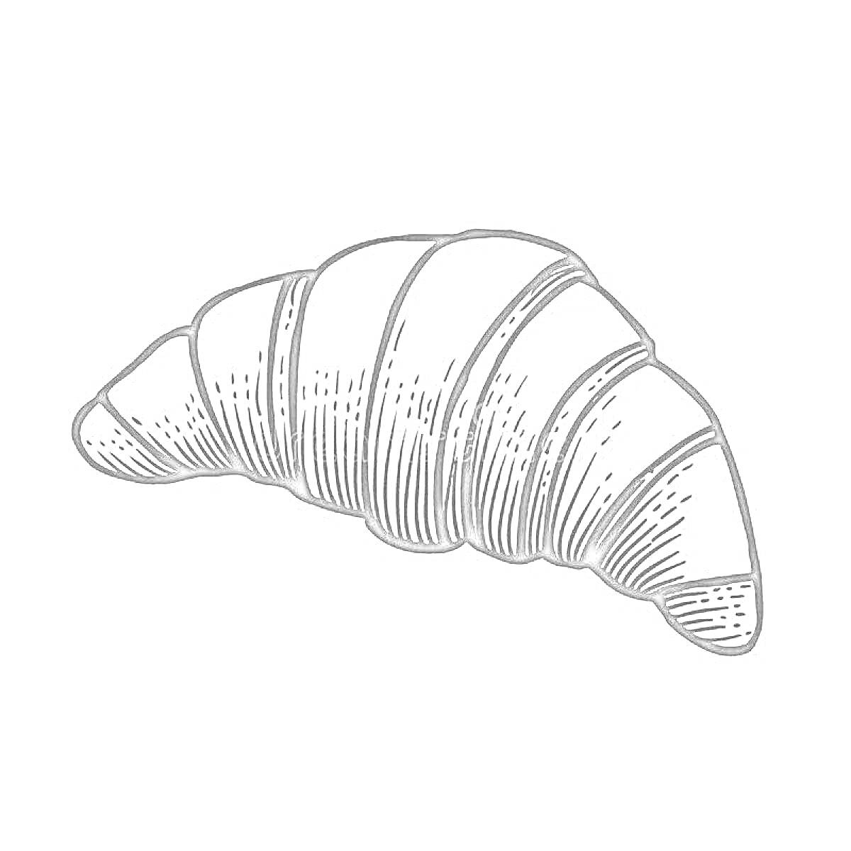 РаскраскаЧерно-белая раскраска с изображением одного круассана