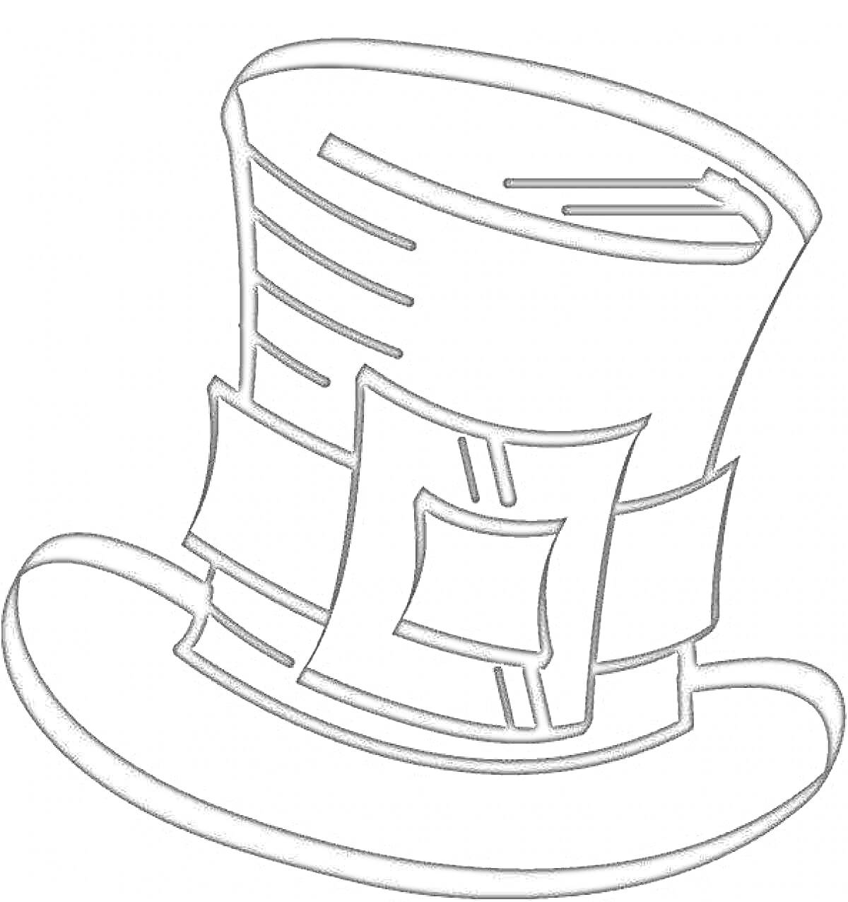 Раскраска Высокая шляпа с пряжкой и полосками