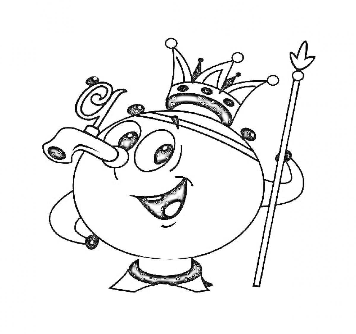 Раскраска Самовар с короной и скипетром