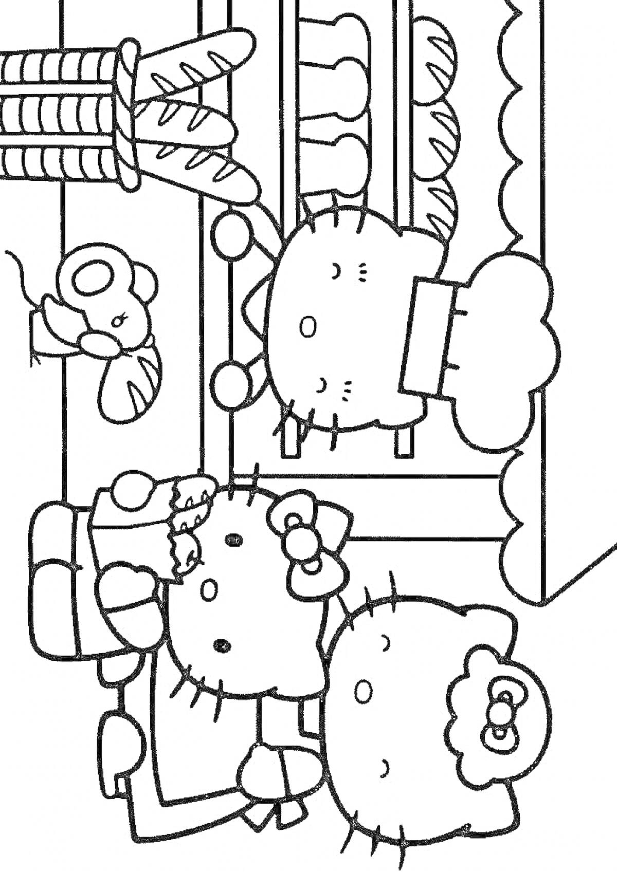 На раскраске изображено: Новый год, Булочка, Выпечка, Еда, Хелло Китти