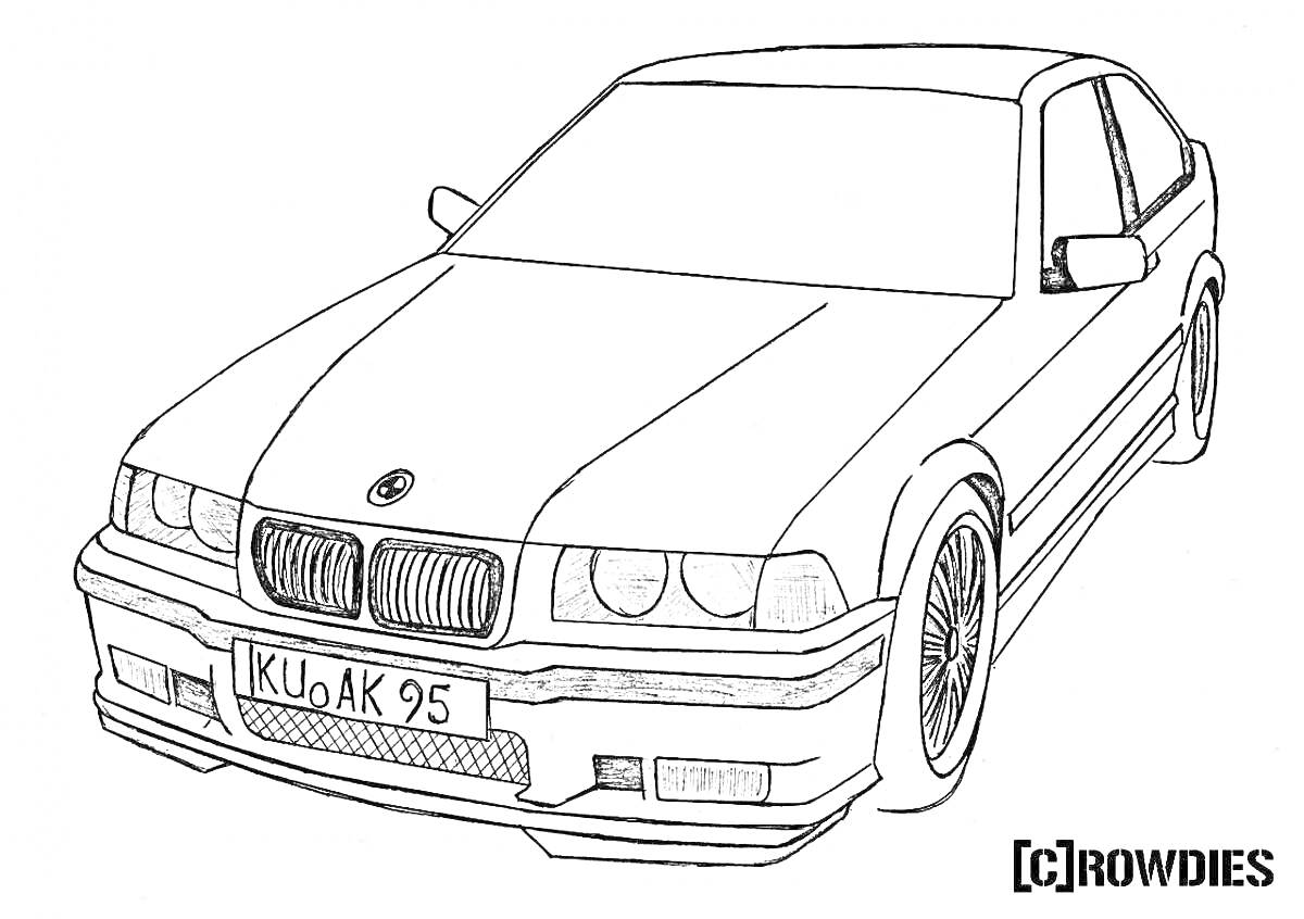 Раскраска BMW с номерным знаком KU AK 95 от ROWDIES