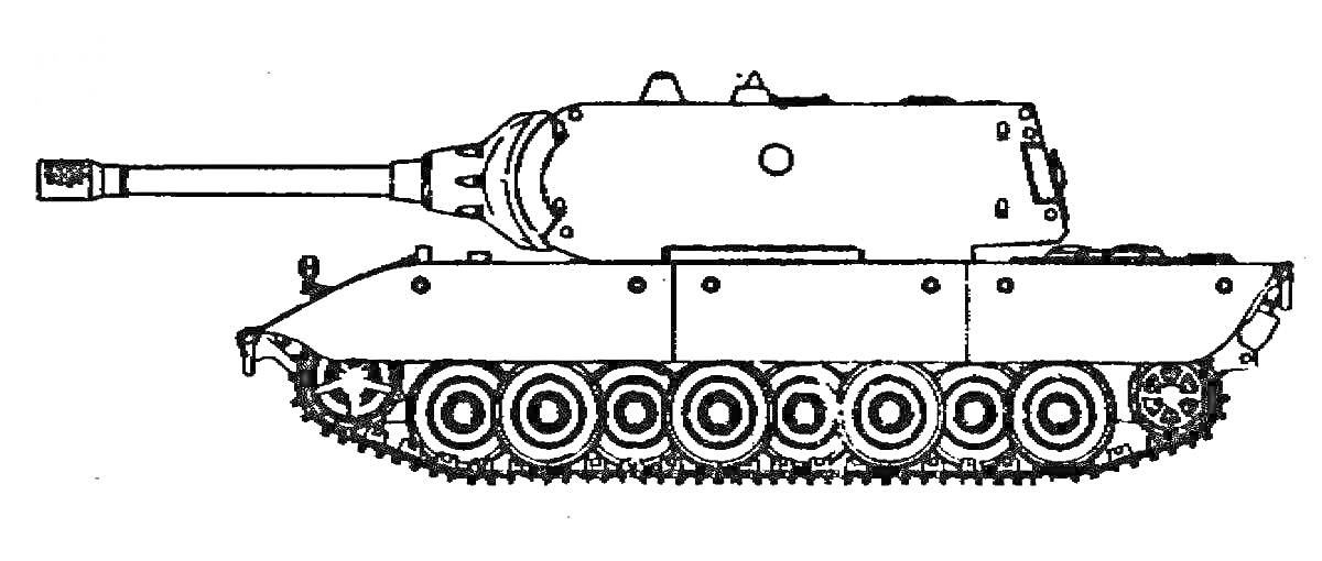 Раскраска Раскраска танка КВ-2, вид сбоку