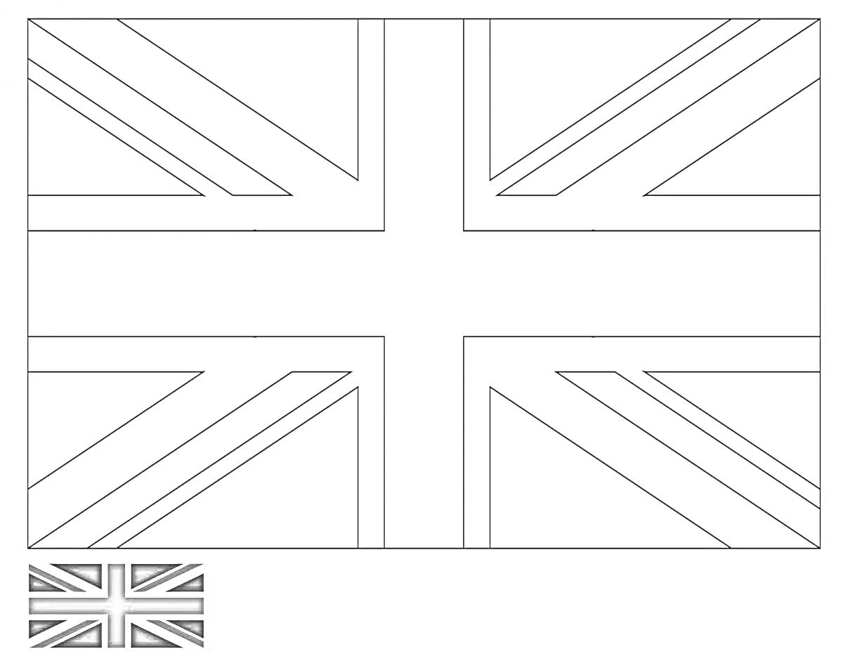 На раскраске изображено: Флаг, Великобритания, Развивающие, Патриотический, Обучение