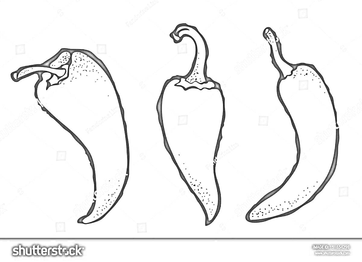 Раскраска с тремя перцами чили