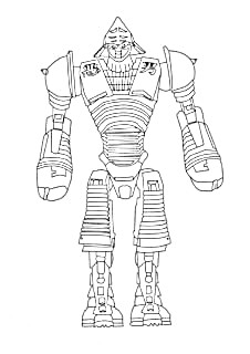 Раскраска Человекоподобный боевой робот в стоячей позе