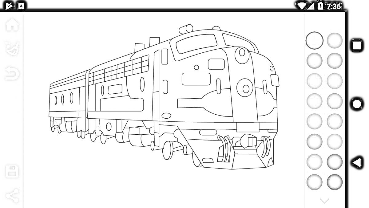 На раскраске изображено: Поезд, Транспорт, Железная дорога